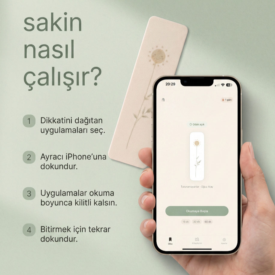 sakin — NFC’li Kitap Ayracı